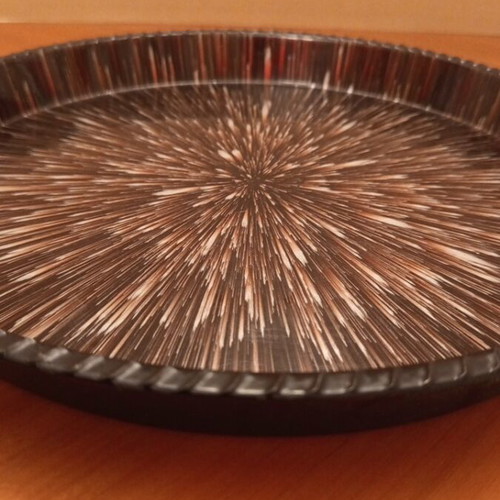 Vintage Lacquerware Serving Tray Mid Century Starburst Design
