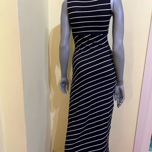 Dress blue navy and white striped used, size S