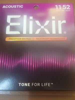 Elixir acoustic guitar strings 11/52 Nanoweb new