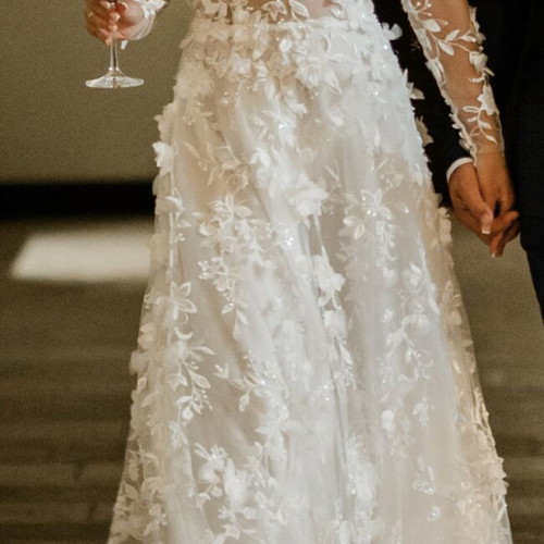 Constantino bridal wedding dress with detachable sleeves and veil