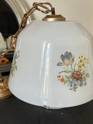 Vintage opaline ceiling light with floral design used