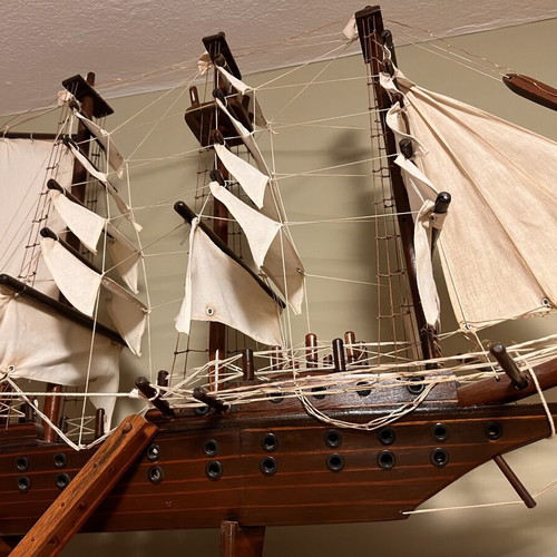Wooden decorative sailing ship model, handmade, ~1m length