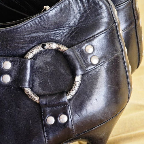 Cesare Paciotti black leather ankle boots with stiletto heel