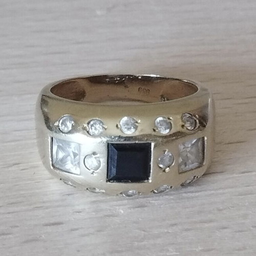 14k yellow gold wide stone ring
