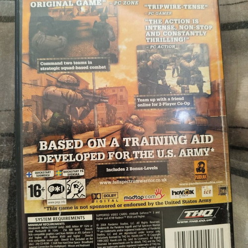 Full Spectrum Warrior PC game used, 3 CD