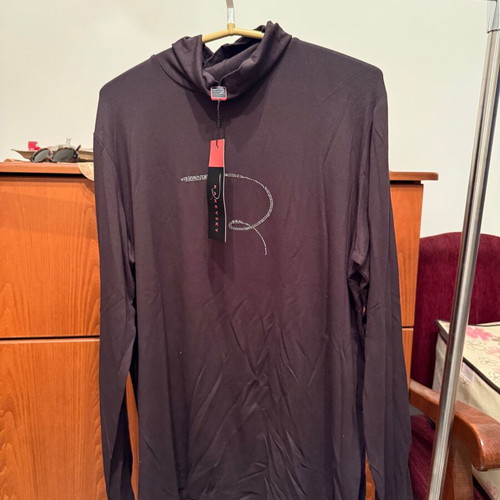 Brown turtleneck with rhinestones front Raxevsky new