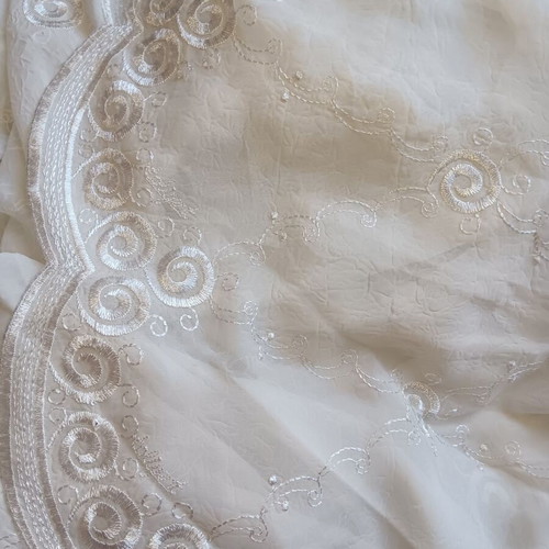 Curtain in beige color, sewn, 6.42m length, 2.55m height