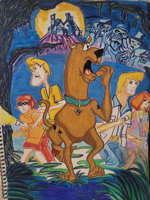 Watercolor cartoons new, with marker, size 29×39