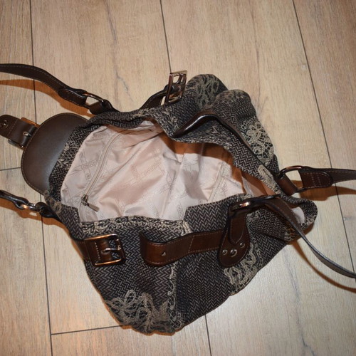 Longchamp Idole fabric and leather vintage handbag like new, brown