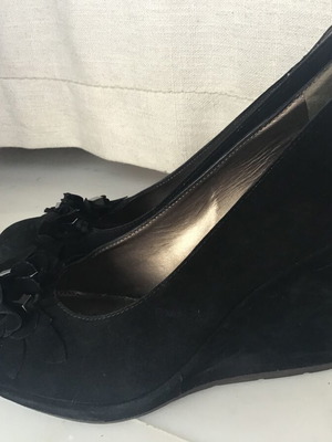 Geox black suede platform shoes with flowers new