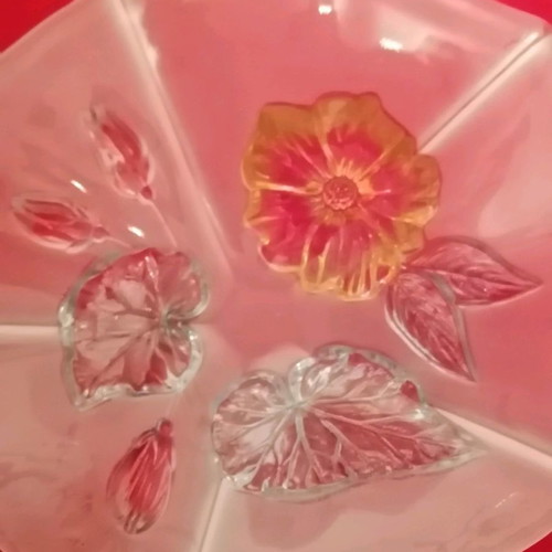 Vintage Mikasa Crystal floral centerpiece bowl