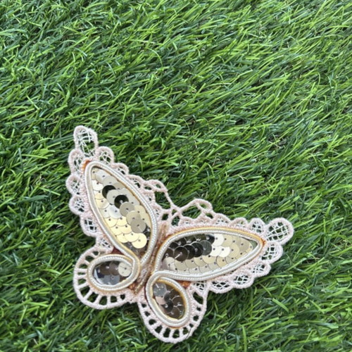 Pink butterfly brooch with sequins
