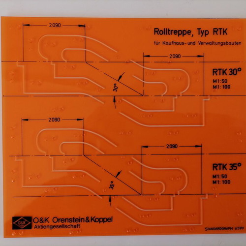 Stencil for Rolltreppe O&K, new, flexible transparent plastic