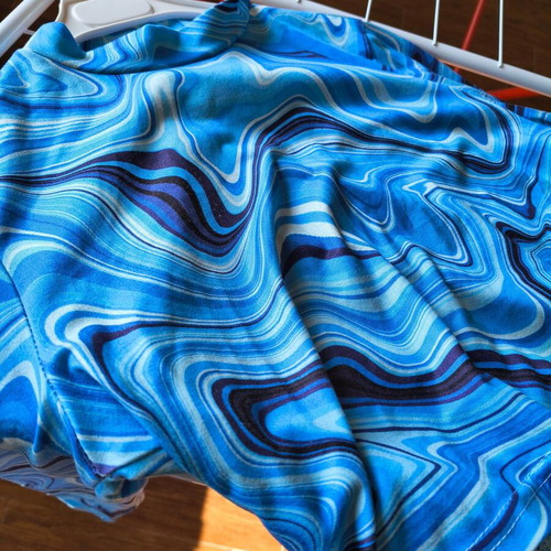 Shein Cyan Crop Top with Unique Pattern, Polyester
