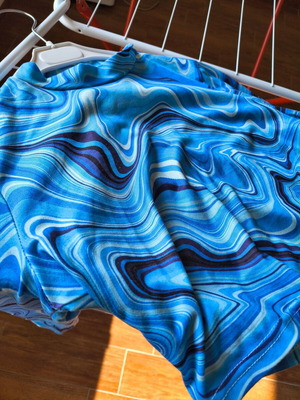 Shein Cyan Crop Top with Unique Pattern, Polyester