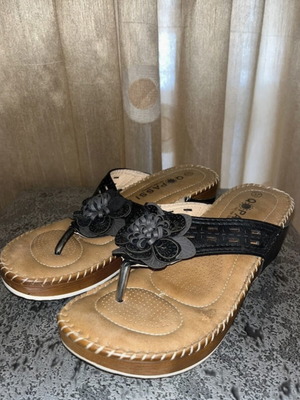 Flip-flop slippers used, size 37, black and brown