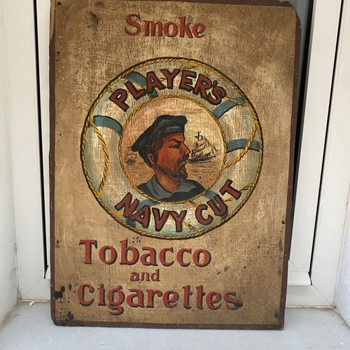 Πινακίδα Smoke Player vintage στυλ μεταχειρισμένη, τσιγάρα και πούρα ζωγραφική