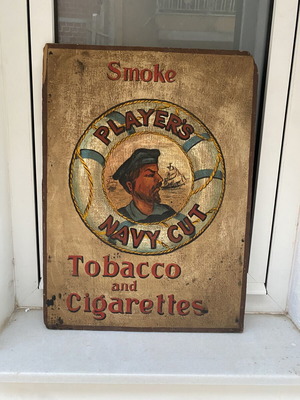 Smoke Player Vintage Style Sign used, tobacco and cigars painting