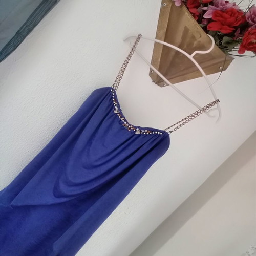 Women's dress used blue roua with beads and shells size Medium