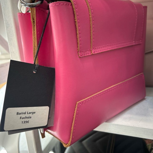 Elena Athanasiou leather handbag new, fuchsia with white strap