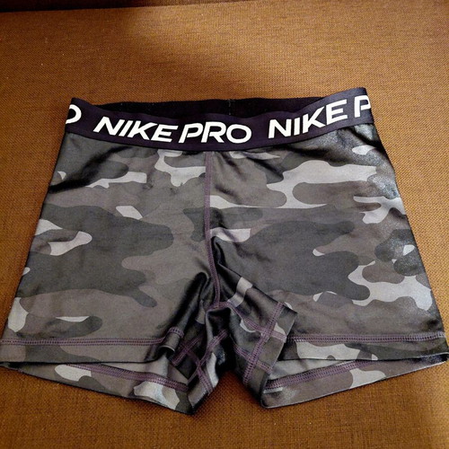 Nike Pro Camo Sports Shorts, Size S, Grey/Black