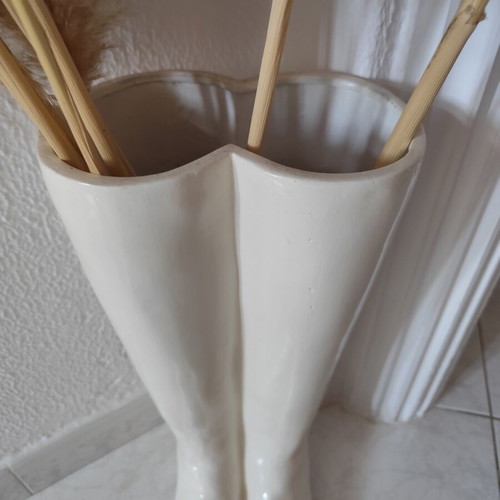 Decorative boots umbrella stand, off-white