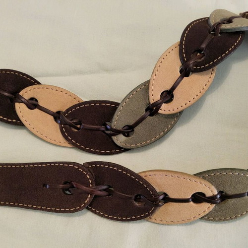 Marks & Spencer women's belt size M new, real leather and suede multicolor