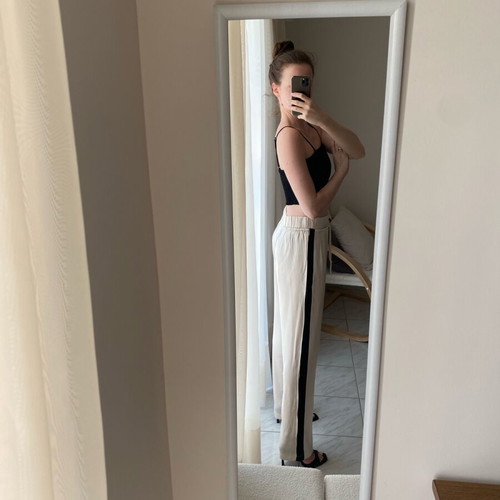 Satin Zara trousers size S like new, cream and black