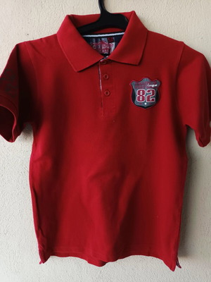 League 82 polo-style pique shirt red like new, size 128 cm