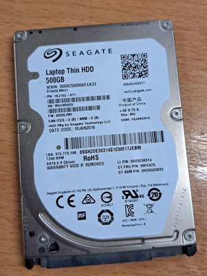 Seagate 2.5" 500GB HDD, used with good health