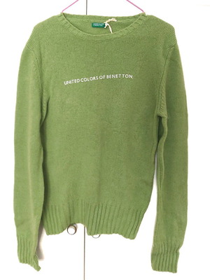 Benetton wool sweater women new, size Small, green