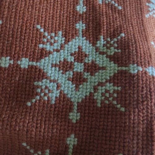 Knitted wool blanket like new, handmade two-tone