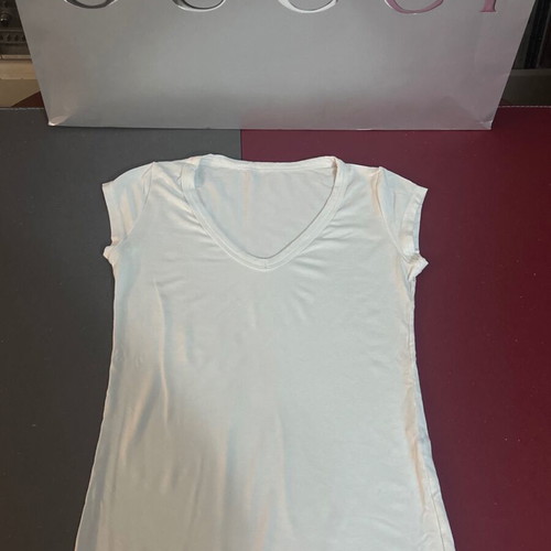 White women's V-neck top with cap sleeves, like new, size S