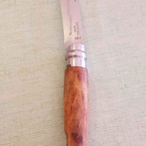 Opinel N08 Inox σουγιάς μεταχειρισμένος με custom ρουστίκ ξύλινη λαβή