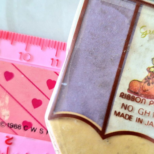 Japanese stationery set used, small letter pad and children's ruler 1988