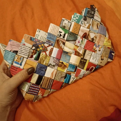 Handmade bag from recycled paper like new