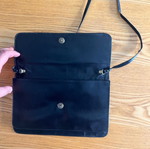 Vintage black python print leather shoulder bag used