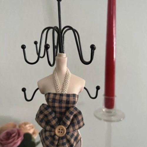 Jewelry stand used, gray and beige