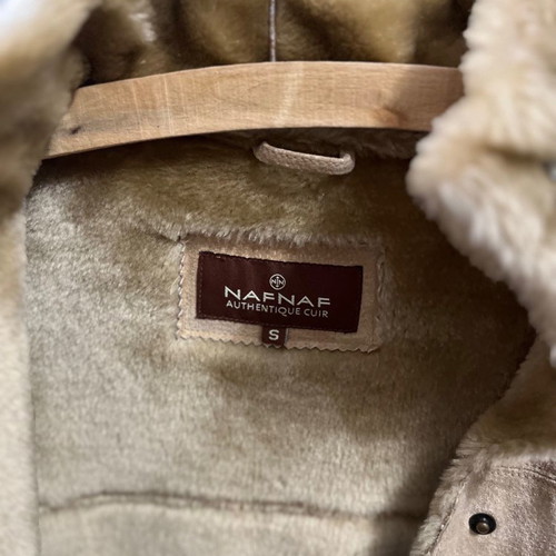 Naf Naf leather mouton coat used, size S, beige