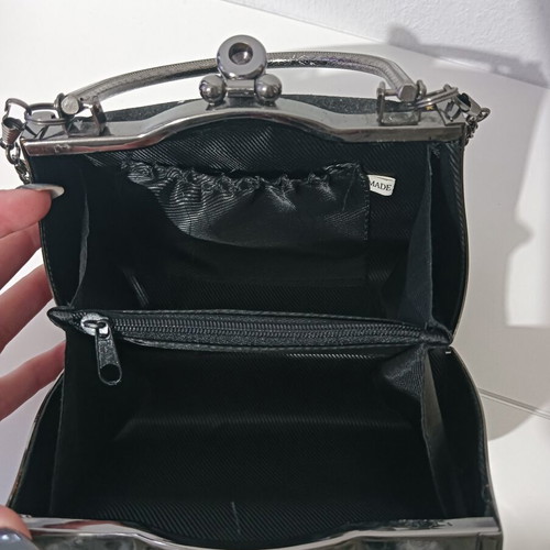 Evening bag black with glitter and shoulder chain like new