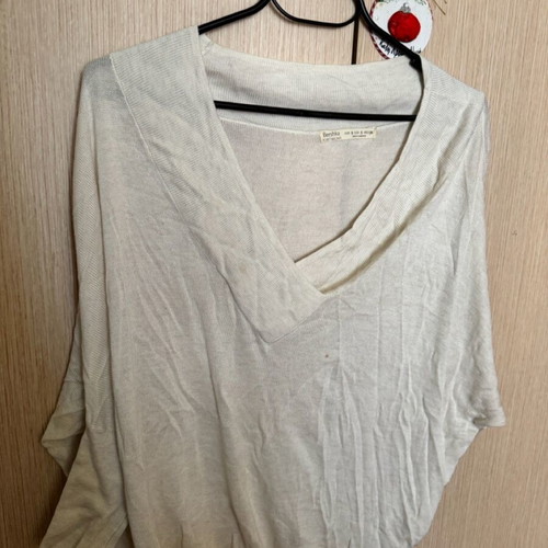Bershka knitted blouse used, beige, size S