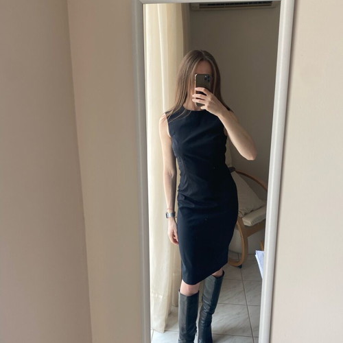 Zara black midi dress like new, size S