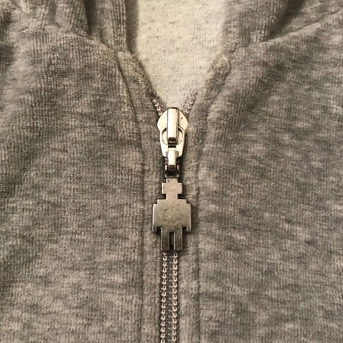 Mymoo hoodie gray velour jacket used with print and rhinestones on back