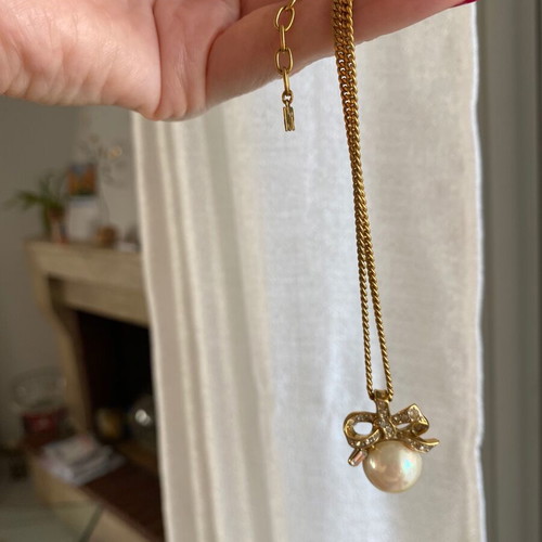 Ninna Ricci necklace and pendant set new, pearl and diamond steel