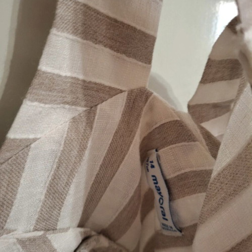 Mayoral striped dress for girls 14 years, like new, beige and white