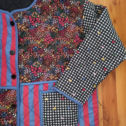 Patchwork quilted jacket colorful new one size