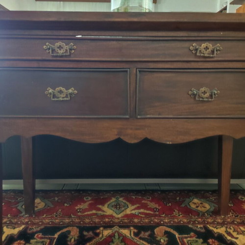 Vintage carved wooden console with three drawers