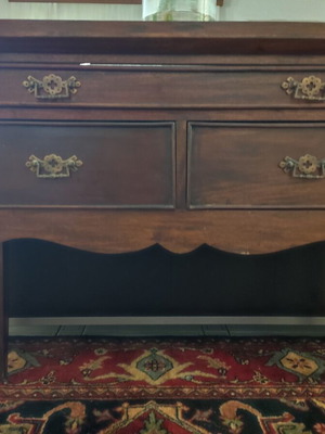 Vintage carved wooden console with three drawers