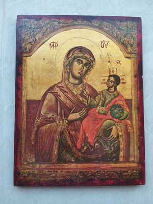 Εικόνα Παναγία η Βρεφοκρατούσα μεταχειρισμένη μεταξοτυπία, 40x30cm