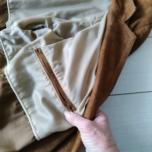 Vintage suede leather men's jacket Leder Moden Collection like new, tan